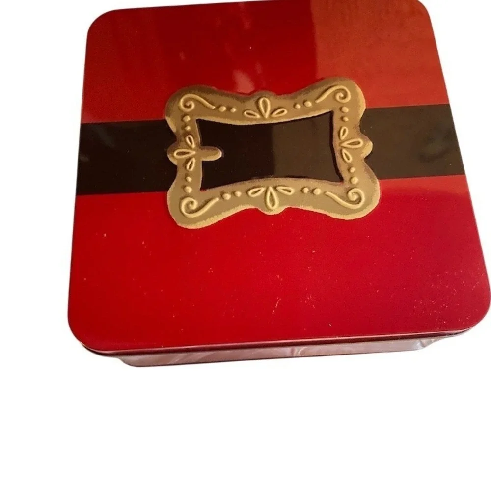 Decorative Storage Tin Box Red & Black Square Removable Lid Small‎